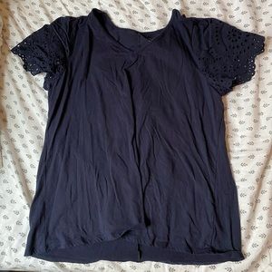 Eyelet Lace Ruffle Sleeve Top